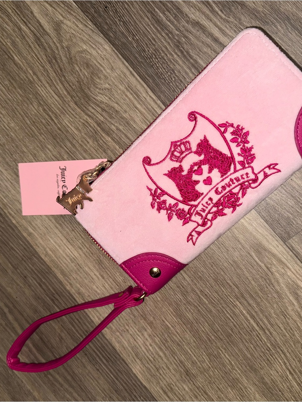 Juicy Couture Pink Velvet Wristlet Wallet